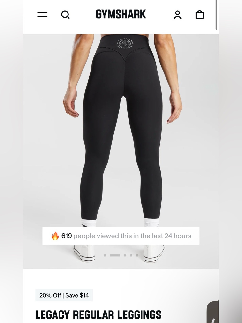 Gymshark Black High-Rise Legacy Regular Leggings Women XL